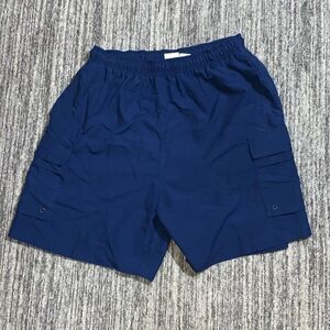Sand N Sun Mens Size Medium Swim Board Trunks Shorts Navy Blue‎ Lined Pull On